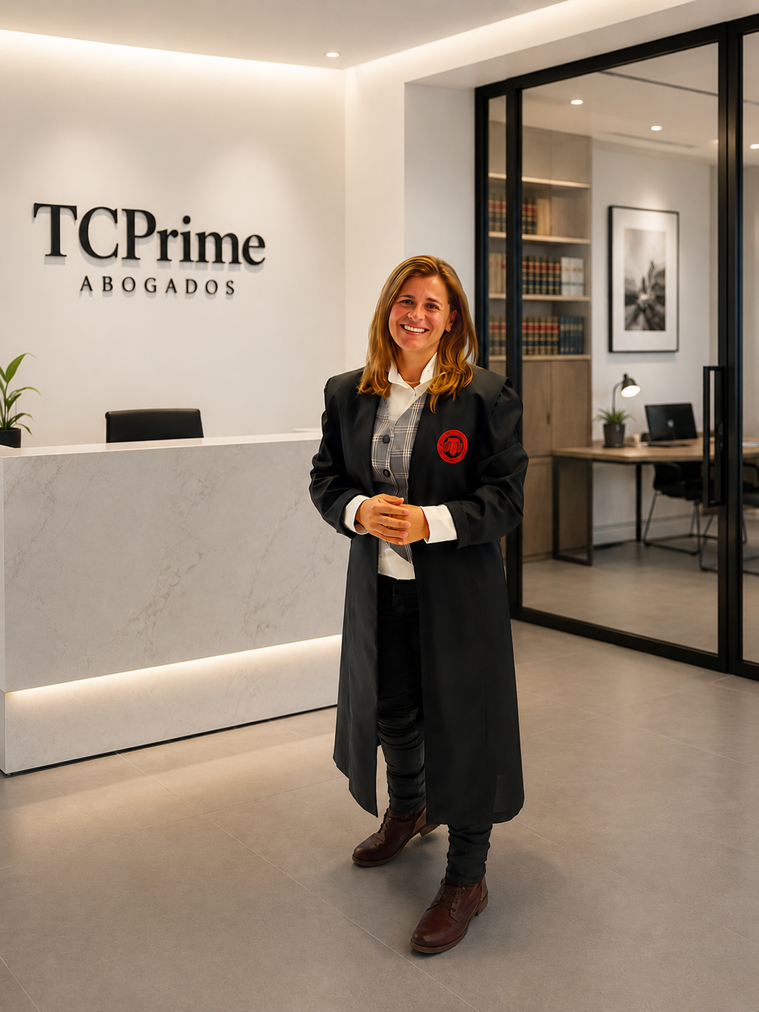 Teresa Castillo en la oficina de TC Prime Abogados